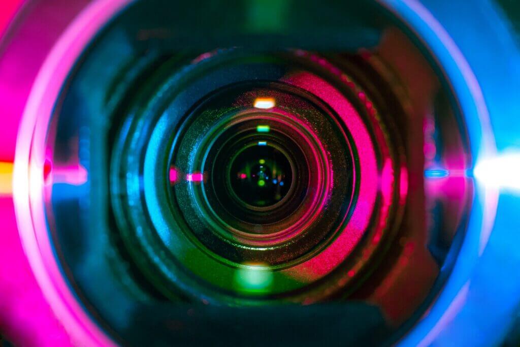 photo of a camera lens up close