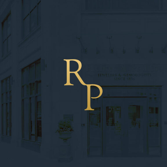 Blue graphic with the Richter & Phillips storefrotng with a gold R&P logo in the middle