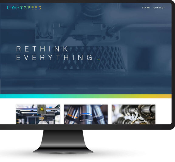 Graphic of the LightSpeed brand's website on a computer monitor screen