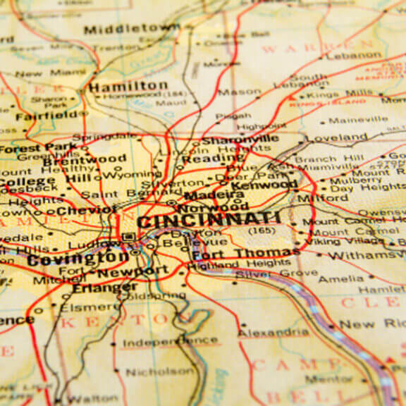 Photo of the map of Cincinnati, Ohio