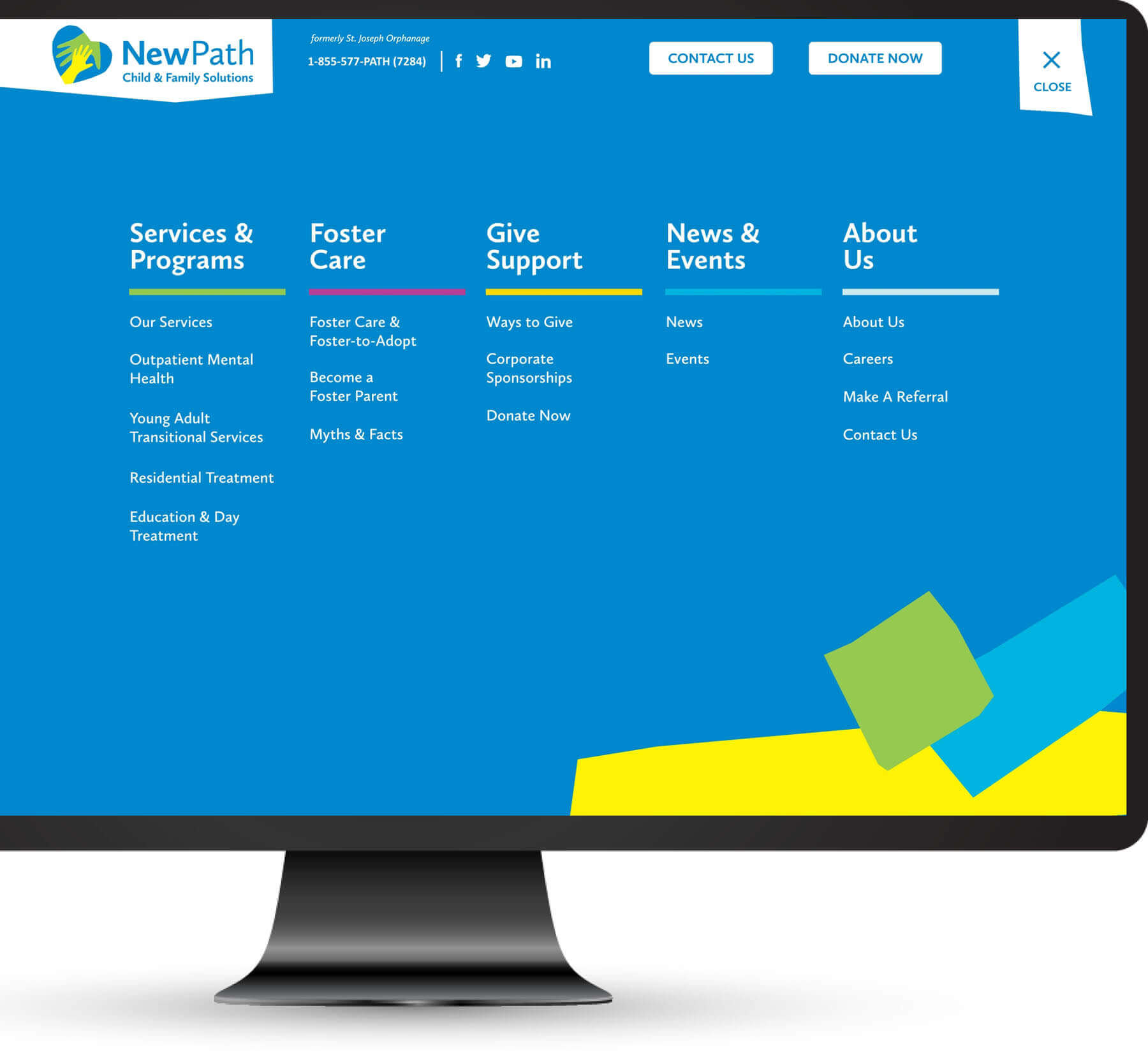 Graphic of a computer screen showing the NewPath website