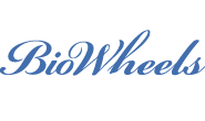 Dark navy blue BioWheels logo with a transparent background