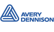 Dark blue Avery Dennison logo with a transparent background