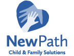 Dark navy blue NewPath Child & Family Solutions logo with a transparent background