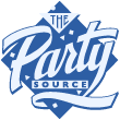 Dark navy blue The Party Source logo with a transparent background